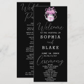Rustic Country Daisies Black Wedding Program (Vorne/Hinten)