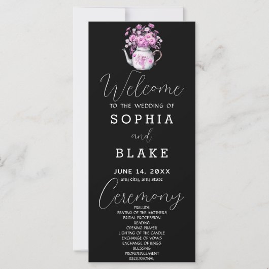 Rustic Country Daisies Black Wedding Program (Vorderseite)