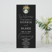 Rustic Country Daisies Black Wedding Program (Stehend Vorderseite)