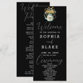 Rustic Country Daisies Black Wedding Program (Vorne/Hinten)