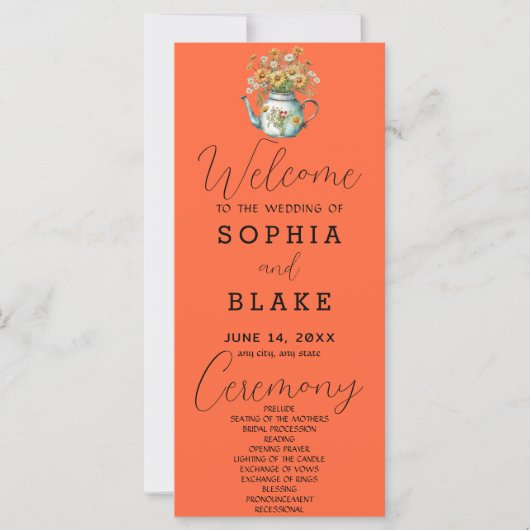 Rustic Country Daisies Pumpkin Wedding Program (Vorderseite)