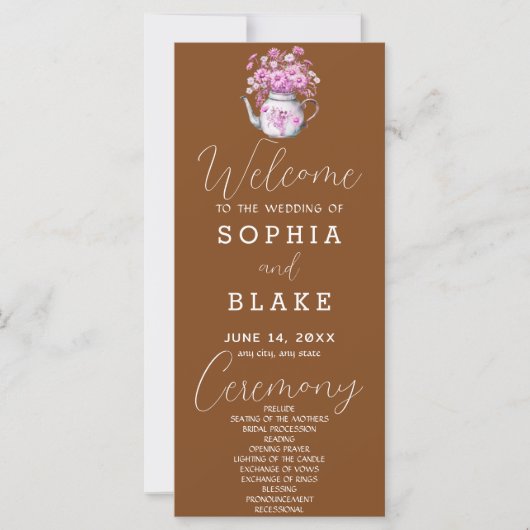 Rustic Country Daisies Tawny Brown Wedding Program (Vorderseite)
