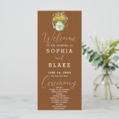 Rustic Country Daisies Tawny Brown Wedding Program (Stehend Vorderseite)