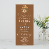 Rustic Country Daisies Tawny Brown Wedding Program (Stehend Vorderseite)
