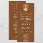Rustic Country Daisies Tawny Brown Wedding Program (Vorne/Hinten)