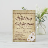 Rustic Country Daisies Vintage Wedding Einladungen (Stehend Vorderseite)