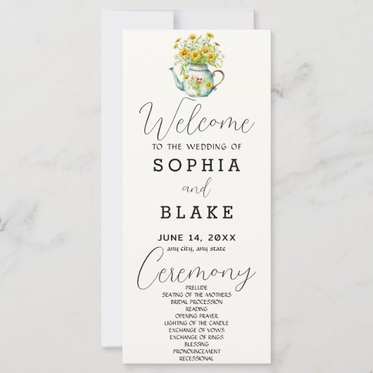 Rustic Country Daisies White Cream Wedding Program (Vorderseite)