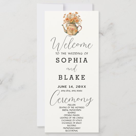 Rustic Country Daisies White Cream Wedding Program (Vorderseite)
