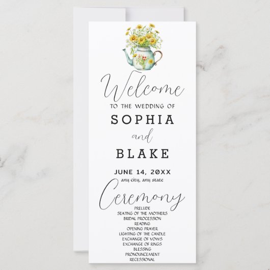 Rustic Country Daisies White Wedding Program (Vorderseite)