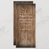 Rustic Country Double Hearts Wood Wedding Programm (Vorne/Hinten)