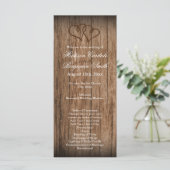 Rustic Country Double Hearts Wood Wedding Programm (Stehend Vorderseite)