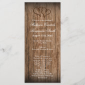 Rustic Country Double Hearts Wood Wedding Programm (Vorderseite)