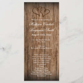 Rustic Country Double Hearts Wood Wedding Programm