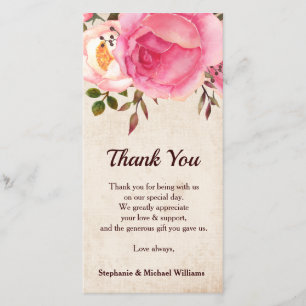 Rustic Country Floral Wedding Danke Karte