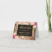 Rustic Country Floral Wood Gold Rahmen Vielen Dank Dankeskarte (Vorderseite)