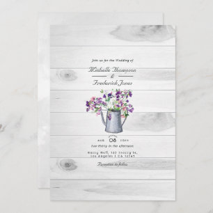 Rustic Country Garden Floral QR Code RSVP Wedding Einladung