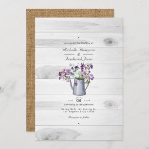 Rustic Country Garden Floral QR Code UAWG Wedding Einladung