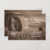 Rustic Country Hay Bale Rural Wedding RSVP Cards (Vorne/Hinten)
