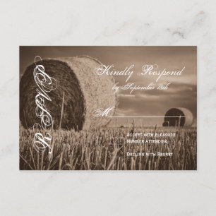 Rustic Country Hay Bale Rural Wedding RSVP Cards Karte