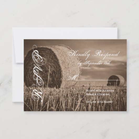 Rustic Country Hay Bale Rural Wedding RSVP Cards Karte (Vorderseite)