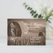 Rustic Country Hay Bale Rural Wedding RSVP Cards Karte (Stehend Vorderseite)