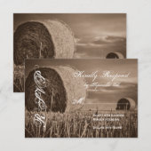 Rustic Country Hay Bale Rural Wedding RSVP Cards Karte (Vorne/Hinten)