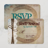 Rustic Country Horseshoe Aquamarin Wedding RSVP Ca Karte (Vorne/Hinten)