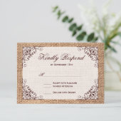 Rustic Country Horseshoe Burlap Wedding RSVP Cards (Stehend Vorderseite)