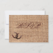 Rustic Country Horseshoe Burlap Wedding RSVP Cards (Rückseite)