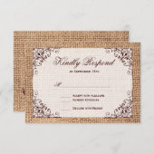 Rustic Country Horseshoe Burlap Wedding RSVP Cards (Vorne/Hinten)