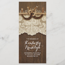 Rustic Country Horseshoes LaceWood Wedding Program Programm