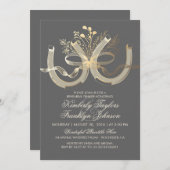 Rustic Country Horseshos Gold Probe Dinner Einladung (Vorne/Hinten)