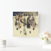 Rustic country kitchen - dried herbs quadratische wanduhr (Zuhause)
