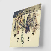 Rustic country kitchen - dried herbs quadratische wanduhr (Winkel)