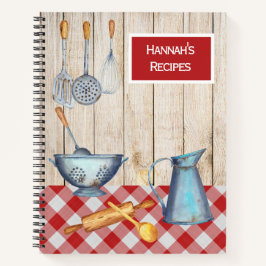 Rustic Country Kitchen Utensies Rezept Notebook Notizblock