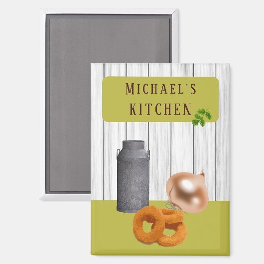 Rustic Country Kitchen with Name Magnet (Vorderseite/Rückseite)