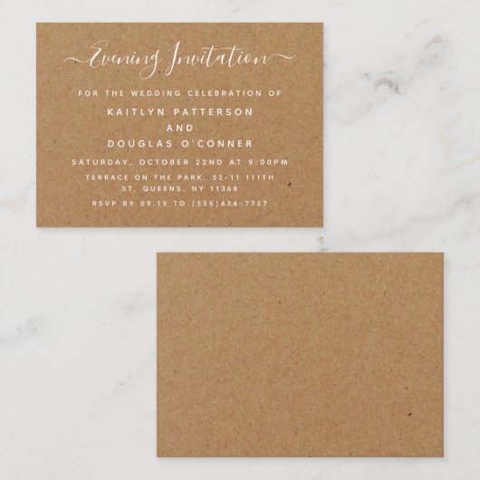 Rustic Country Kraft Abend Event Ticket Einladung (Vorne/Hinten)