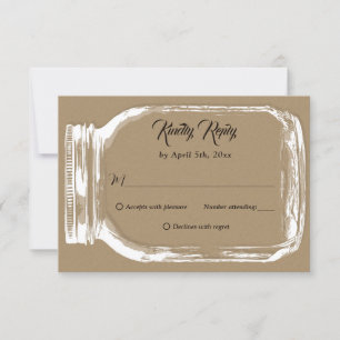 Rustic Country Kraft Paper Mason Jar Wedding RSVP Karte