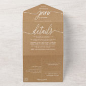 Rustic Country Kraft Simple Script Wedding All In One Einladung (Außenbereich)
