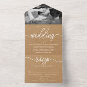 Rustic Country Kraft Simple Script Wedding All In One Einladung (Innen)