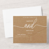 Rustic Country Kraft Simple Script Wedding All In One Einladung (Rückseite)