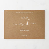 Rustic Country Kraft Simple Script Wedding Suite Dreifach Gefaltete Einladung (Cover)