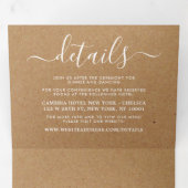 Rustic Country Kraft Simple Script Wedding Suite Dreifach Gefaltete Einladung (Innen Erste Seite)