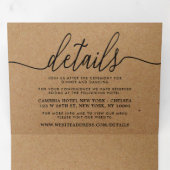 Rustic Country Kraft Simple Script Wedding Suite Dreifach Gefaltete Einladung (Innen Erste Seite)
