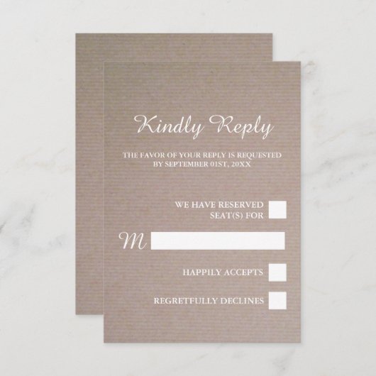Rustic Country Kraft Wedding RSVP (Vorne/Hinten)