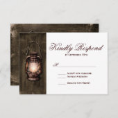 Rustic Country Lantern Barn Wood Wedding RSVP Card (Vorne/Hinten)