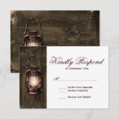 Rustic Country Lantern Barn Wood Wedding RSVP Card Karte (Vorne/Hinten)