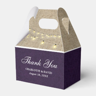 Rustic Country Lila Burlap Wedding Danke Geschenkschachtel