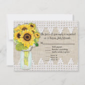 Rustic Country Mason Jar Blume - Sonnenblumenspitz RSVP Karte (Vorderseite)