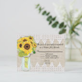 Rustic Country Mason Jar Blume - Sonnenblumenspitz RSVP Karte (Stehend Vorderseite)